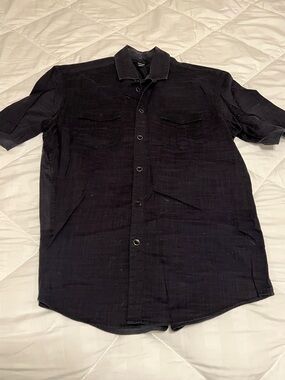 Alfani Black Short-Sleeve Button-Down Shirt